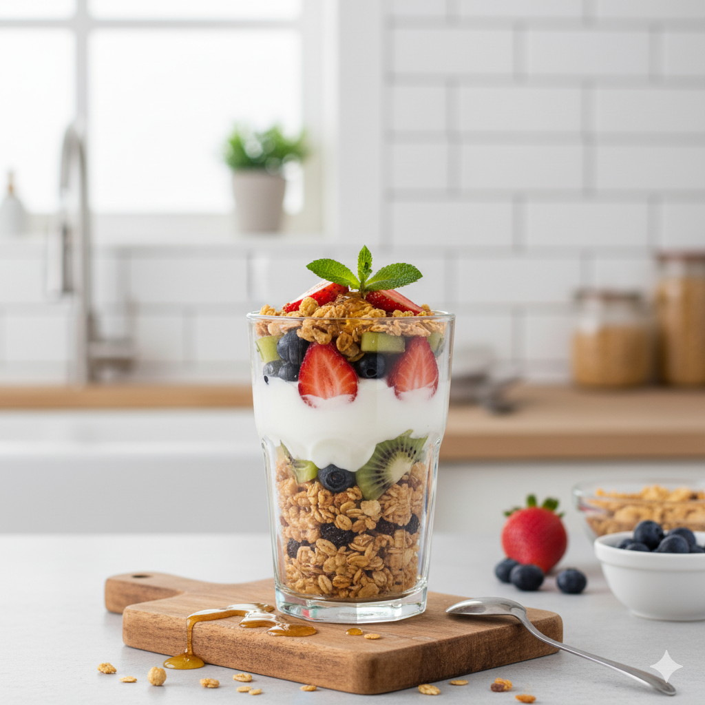 Parfait de granola con yogur
