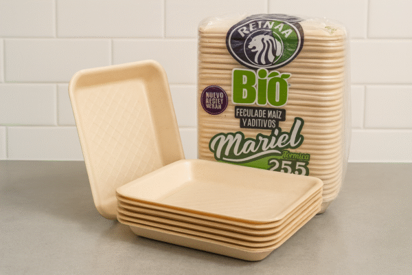 Plato Charola Desechable Biodegradable Estandar Paq 100 Pz